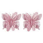 Enf.Art Borboleta Glitter 10Cm Zc839 C/2 Cor Rose