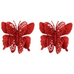 Enf.Art Borboleta Glitter 10Cm Zc839 C/2 Cor Vermelho