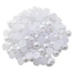 Contas Trama Meia Perola S/Furo 8Mm 500G Cor Branco
