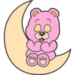 Aplique Visa Vs 0029 Urso Na Lua C/2 Cor Rosa