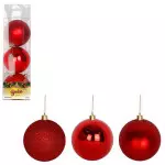 Bola Art Tb Lisa 8Cm Zcn2794 C/3 Cor Vermelho