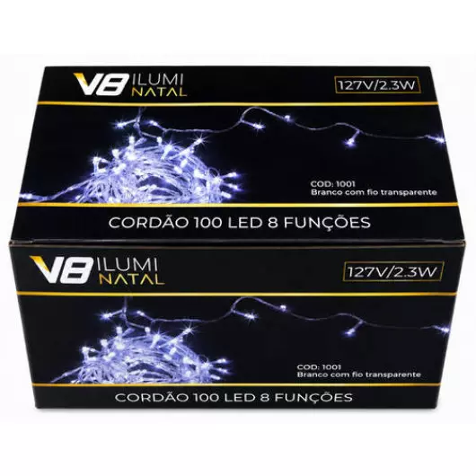 CORDAO  1001 100LED 8F BRANCA FT 127V