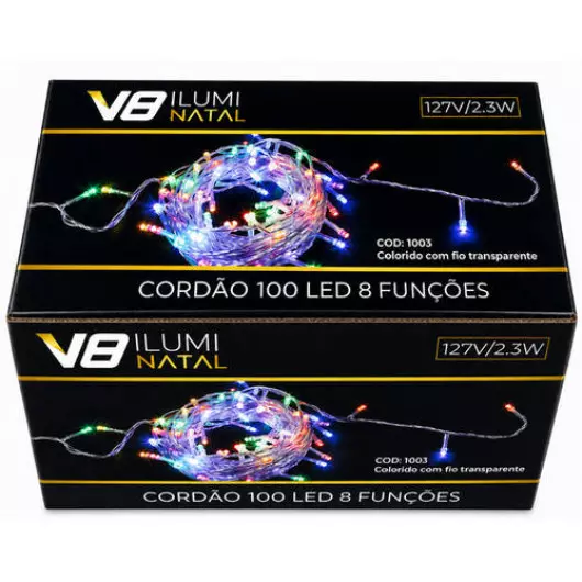 CORDAO  1003 100LED 8F COLOR FT 127V