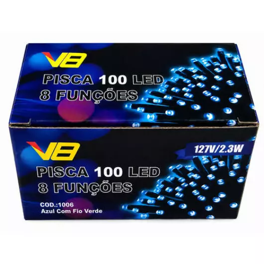 CORDAO  1006 100LED 8F AZUL FV 127V
