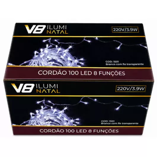 CORDAO  1501 100LED 8F BRANCA FT 220V