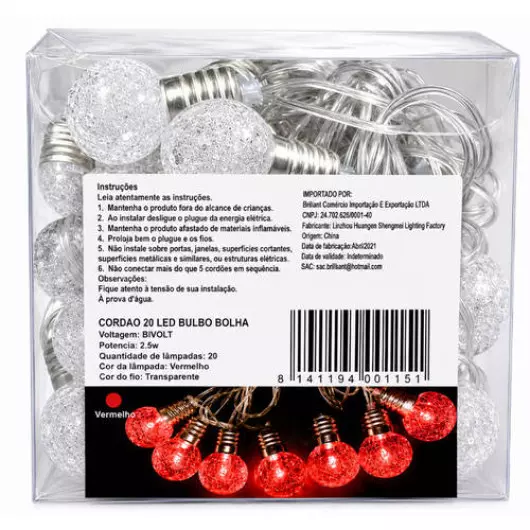CORDAO 94001-15 20 BOLHAS VERM FT 4M BIV