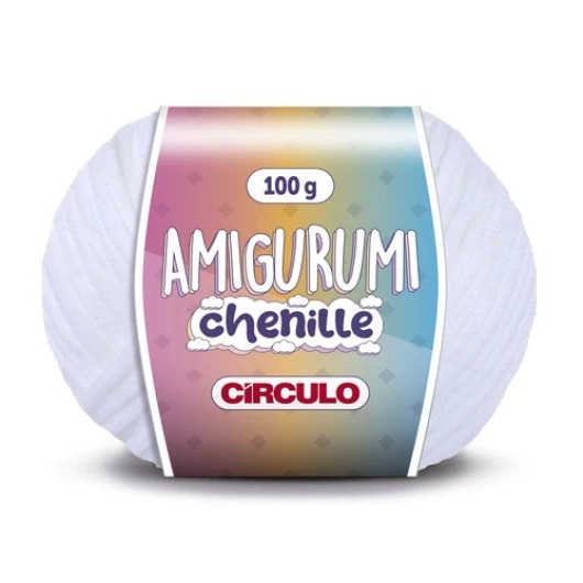 Linha Circulo Amigurumi Chenille 110M Cor 8001 - Branco