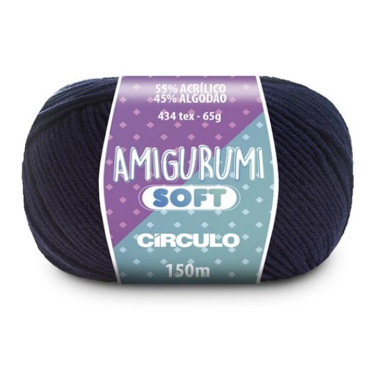 Linha Circulo Amigurumi Soft 150M Cor 2401 - Anil-Profundo