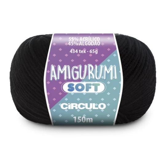 Linha Circulo Amigurumi Soft 150M Cor 8990 - Preto
