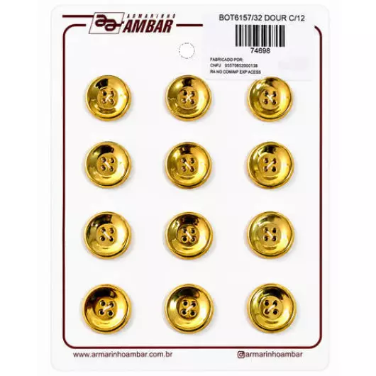 BOTAO KR 6157/32 ABS DOURADO C/12