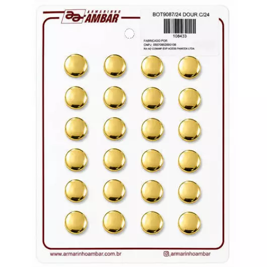 BOTAO KR 9087/24 ABS LISO DOURADO C/24