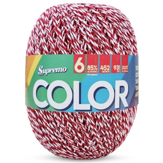 Barbante Supremo Color C/452M Cor 031 Vermelho-Branco