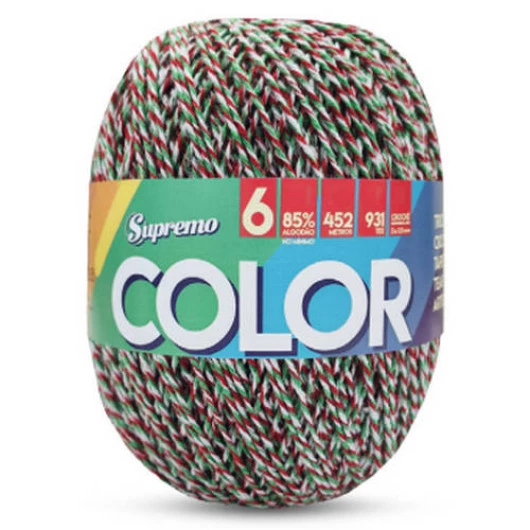Barbante Supremo Color C/452M Cor 118 Vermelho-Verde-Branco