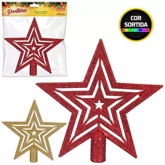 PONTEIRA ART ESTRELA GLITTER 18CM IZ1558