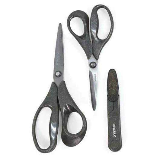 KIT TESOURA CIRCULO GLI EST20 PRETO C/3