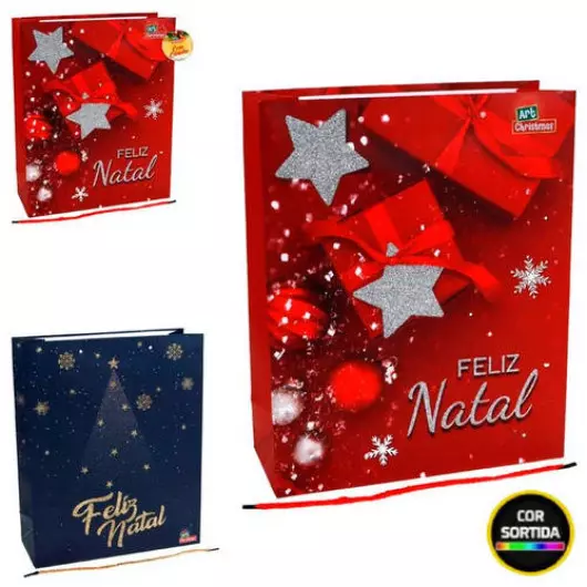 SACOLA ART NATAL 26X32X10 GLITTE ZC2070