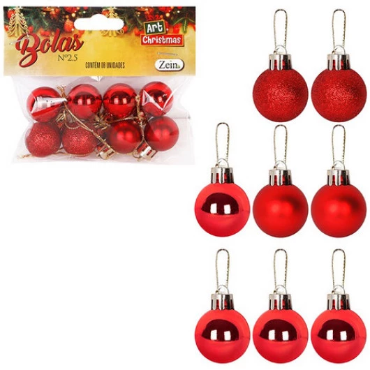Bola Art Sc 2,5Cm Lisa Zc2141 C/8 Cor Vermelho