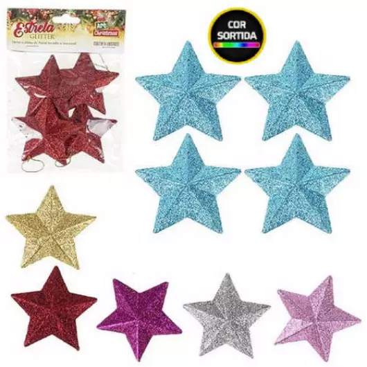 ENF.ART ESTRELA GLITTER 7CM ZC881 C/4