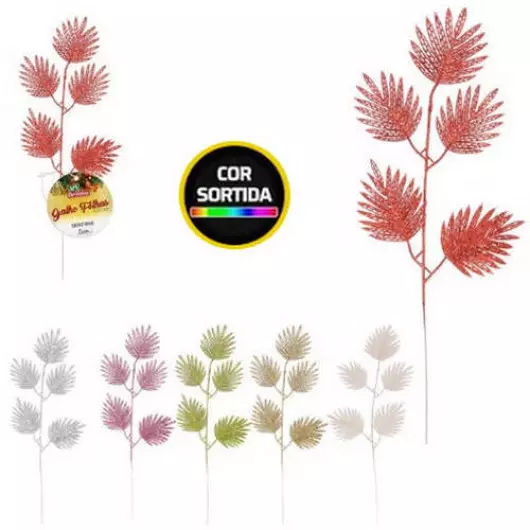 ENF.ART GALHO FOLHA GLITTER 47CM ZCN0330
