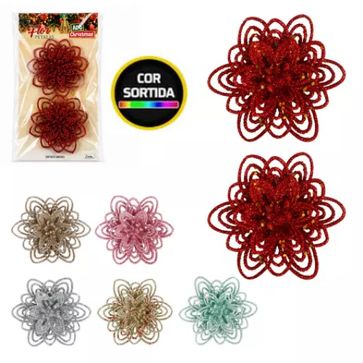 ENF.ART FLOR GLITTER 10CM ZCN2214 C/2