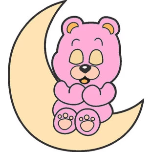Aplique Visa Vs 0029 Urso Na Lua C/2 Cor Rosa